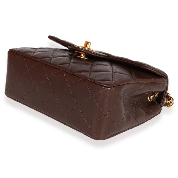 123064 box 1779cf6b 8e70 4115 b6d4 dce85a6e5061 Chanel Vintage Brown Quilted Lambskin Mini Square Classic Flap