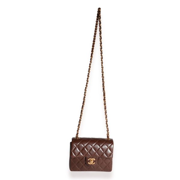 123064 bv 608d40e0 3775 4f9c 9925 28dbba055a1c Chanel Vintage Brown Quilted Lambskin Mini Square Classic Flap