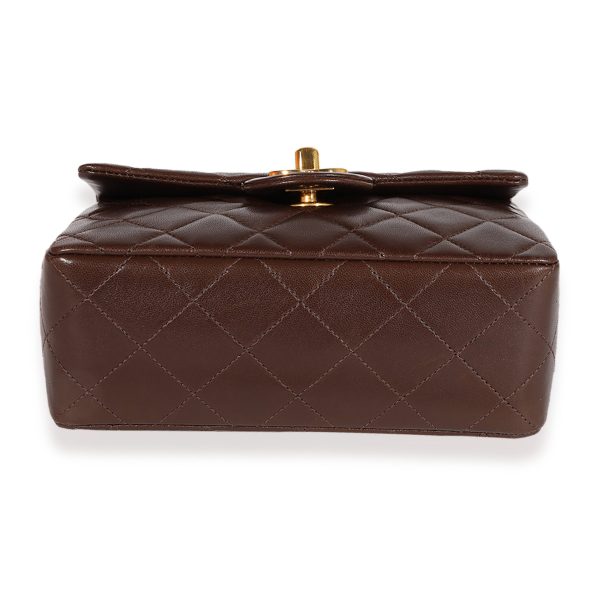 123064 stamp a39119f5 8227 4fe8 a17b e4ce3eb4efb2 Chanel Vintage Brown Quilted Lambskin Mini Square Classic Flap