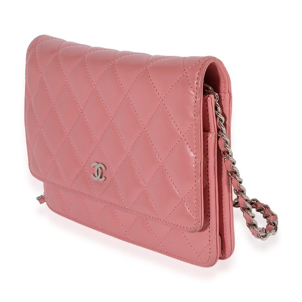 123100 sv Chanel Pink Quilted Lambskin Wallet On Chain