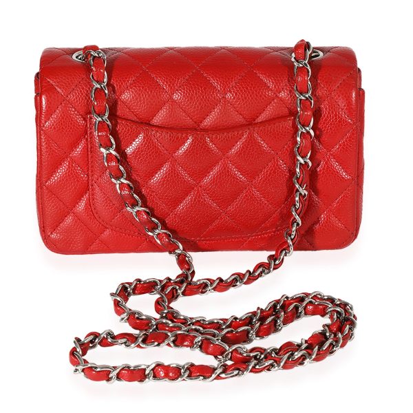 123155 bv Chanel Red Quilted Caviar Mini Rectangular Classic Flap