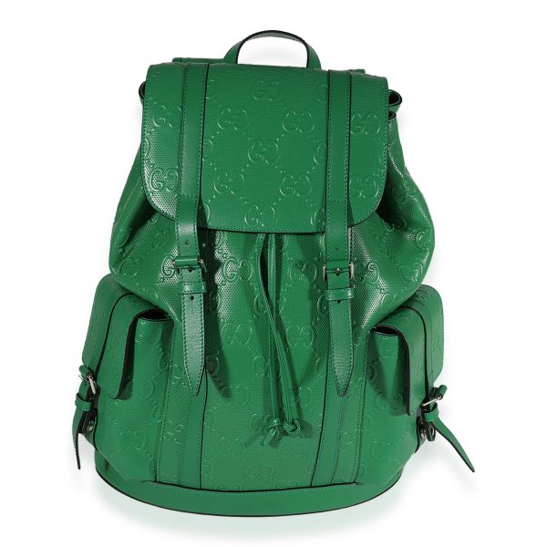 123162 fv 316b2e5f a085 444e 827f 4e1a7849015a Gucci Green GG Embossed Leather Backpack