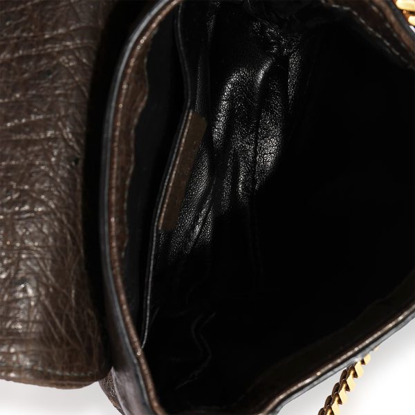 123175 bv Gucci Brown Ostrich Small 1973 Chain Bag