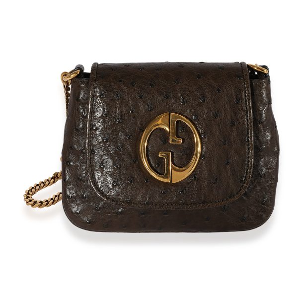 123175 fv Gucci Brown Ostrich Small 1973 Chain Bag