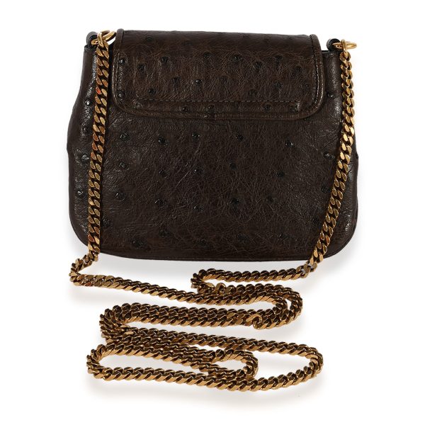 123175 pv Gucci Brown Ostrich Small 1973 Chain Bag