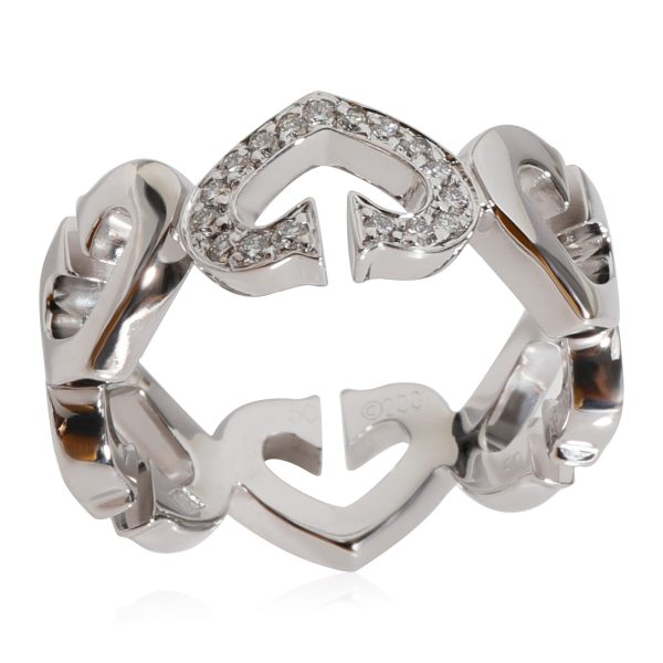 123195 bv Cartier C De Cartier Heart Ring in 18k White Gold 013 CTW