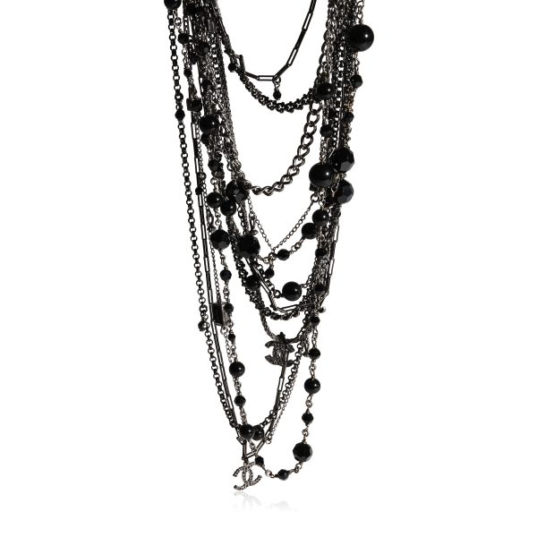 123219 fv Chanel Spring 2009 Double Brooch Chain With Black Gripox Strass