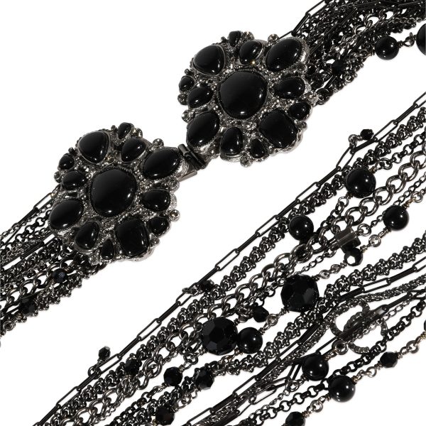 123219 sv Chanel Spring 2009 Double Brooch Chain With Black Gripox Strass