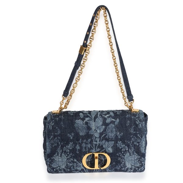 123247 bv Dior Blue Floral Denim Large Caro Chain Bag