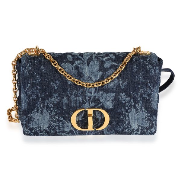 123247 fv Dior Blue Floral Denim Large Caro Chain Bag