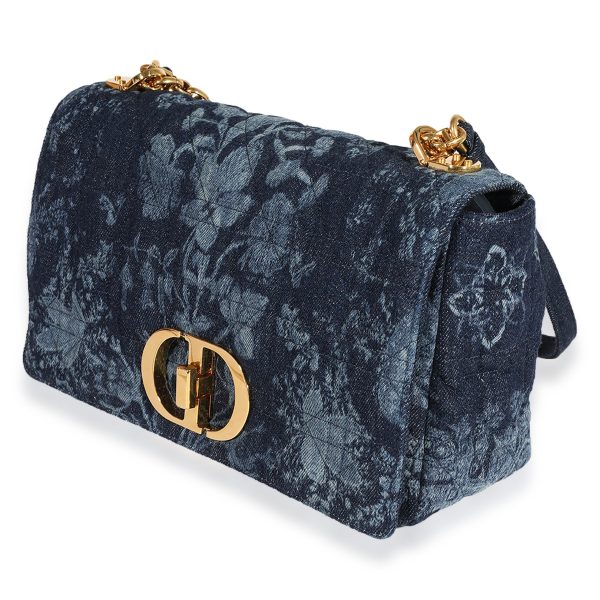 123247 sv Dior Blue Floral Denim Large Caro Chain Bag