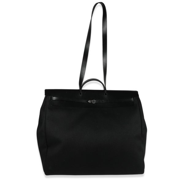 123265 bv 1c3a72aa 4a2d 41d5 8dc2 b82e0fef3196 Herm√®s Black Toile Vache Hunter Herbag Zip Cabine 50 PHW