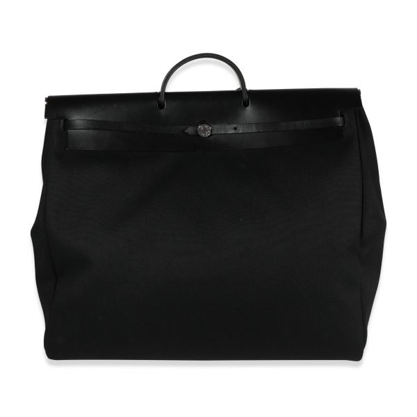 123265 fv 7ecc01c1 4df5 4b2e ad0d 740b06810ca2 Herm√®s Black Toile Vache Hunter Herbag Zip Cabine 50 PHW