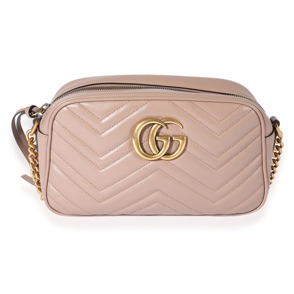 123290 fv Gucci Dusty Pink Matelass√© Leather Small Marmont Shoulder Bag