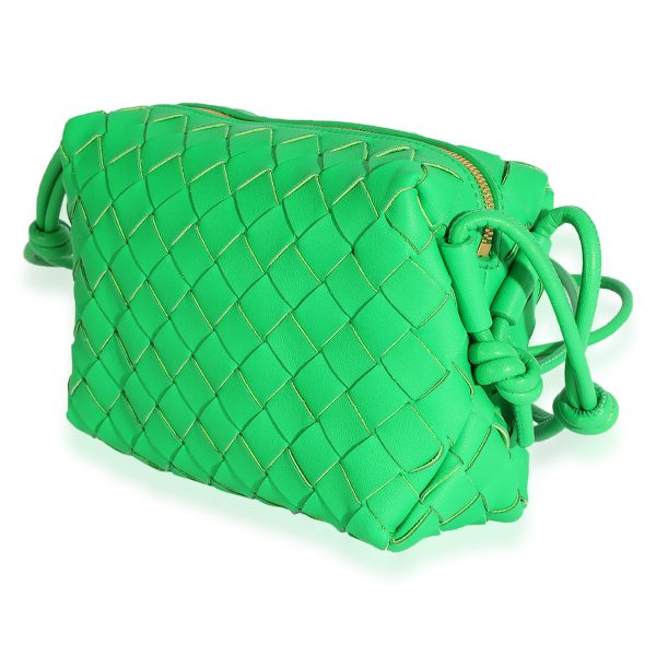 123371 sv 68b55814 2e34 484c b13c 8743ef876429 Bottega Veneta Parakeet Intrecciato Leather Mini Loop