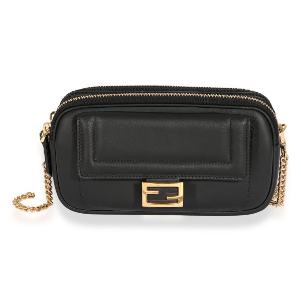 123418 fv Fendi Black Vitello Grace Matte Easy Baguette