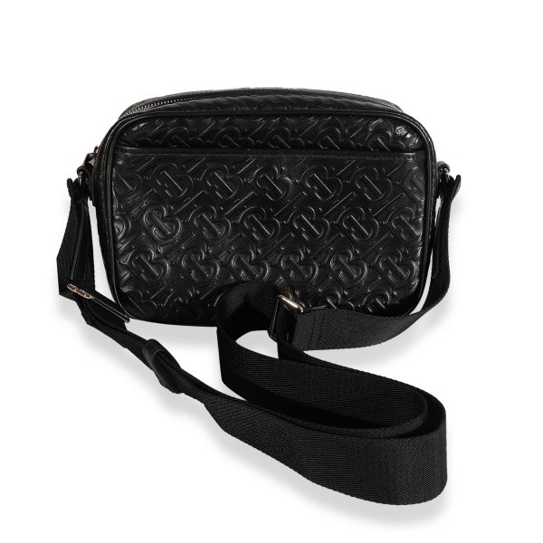 123450 pv Burberry Black TB Embossed Leather Paddy Crossbody Bag