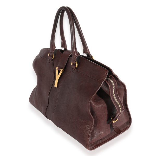 123468 sv 5560f8f8 fd3e 4035 9bdc 1aff0fc750e0 Saint Laurent Yves Plum Leather Medium Cabas Chic Bag Brown