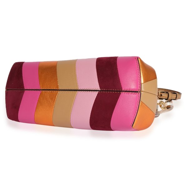 123498 box 518075b1 b485 4218 9f61 8a06893396e9 Fendi Multicolor Stripe Leather Suede Small First Bag