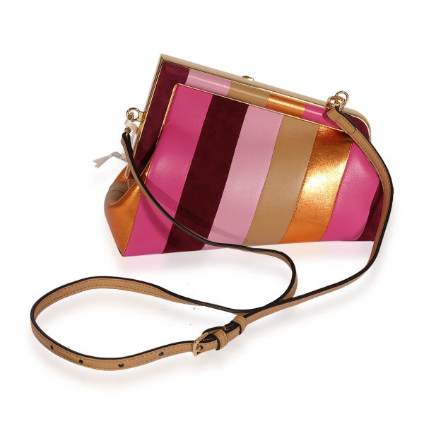 123498 pv c8d33df2 dc47 41ca adf9 3a6533acc362 Fendi Multicolor Stripe Leather Suede Small First Bag