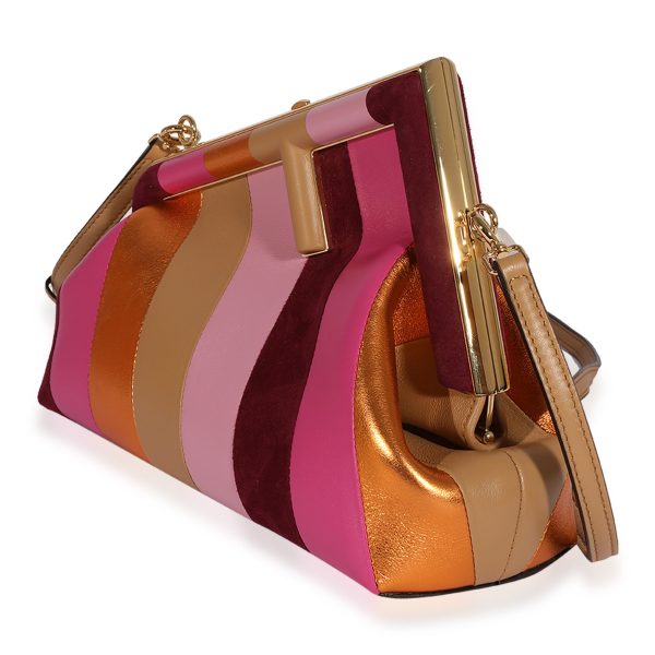 123498 sv c2cd446a fad5 4650 9bf3 7eedde78bddb Fendi Multicolor Stripe Leather Suede Small First Bag