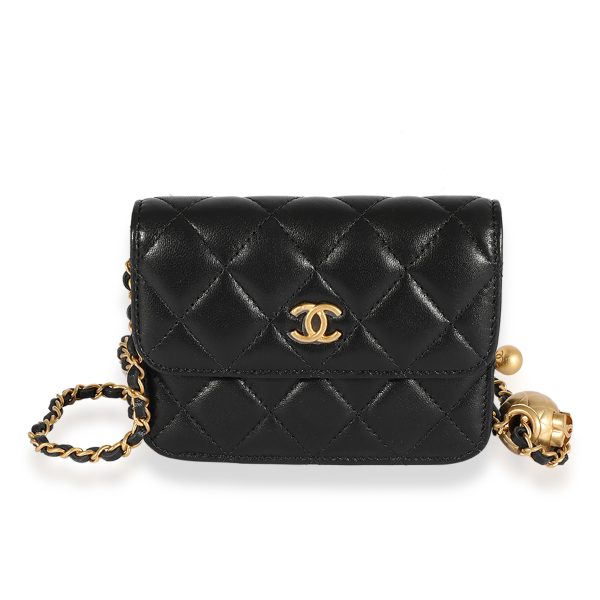 123528 fv 6d872c6a 198a 4e55 b13f 03e249c3778a Chanel Black Quilted Lambskin Pearl Crush Clutch With Chain