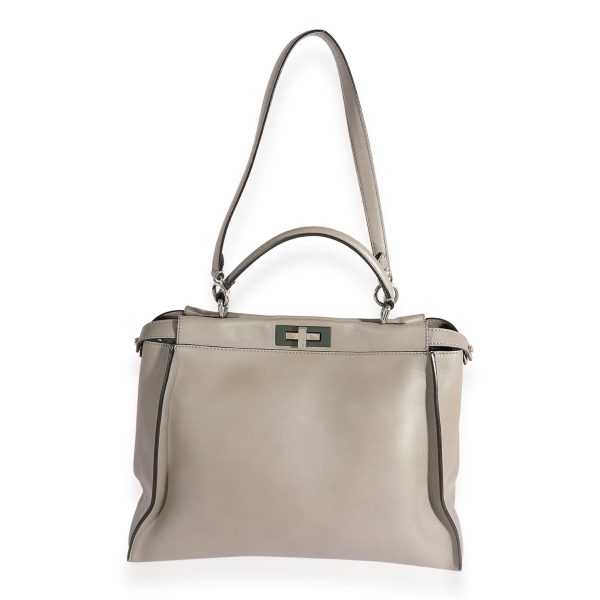 123529 bv 60525d06 2555 4564 8b1f 74a14795ca09 Fendi Gray Leather Large Peekaboo Bag