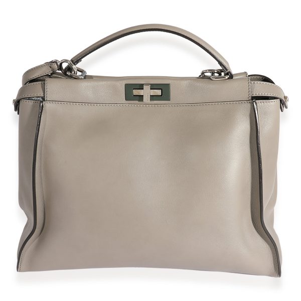 123529 fv 0bf3b736 b7f4 4330 9bb3 e24a1a916002 Fendi Gray Leather Large Peekaboo Bag