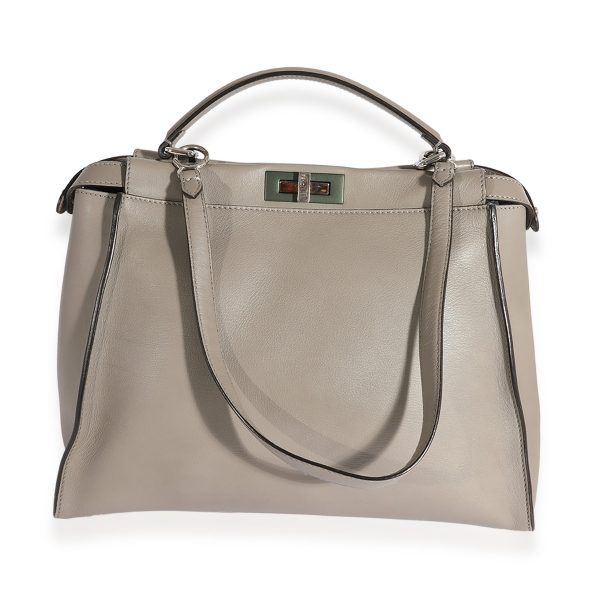 123529 pv 4f5ce08b 8268 4eec 8fd4 04a324836ddc Fendi Gray Leather Large Peekaboo Bag