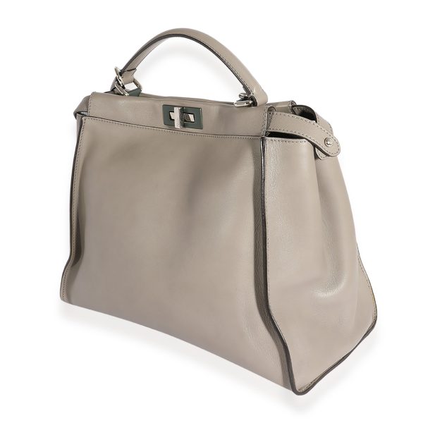 123529 sv 0223dfc9 c35f 41a1 b5ed 9701c739cfd7 Fendi Gray Leather Large Peekaboo Bag