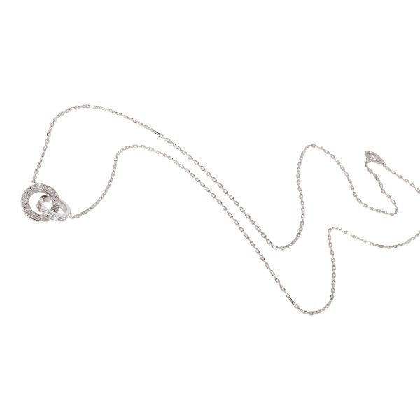 123540 av Cartier Love Paved Interlocking Circle Necklace in 18K White Gold 030 Ctw