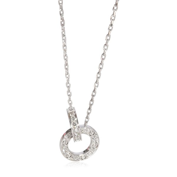 123540 fv Cartier Love Paved Interlocking Circle Necklace in 18K White Gold 030 Ctw