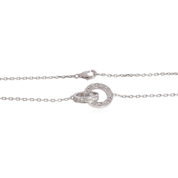 123540 sv Cartier Love Paved Interlocking Circle Necklace in 18K White Gold 030 Ctw