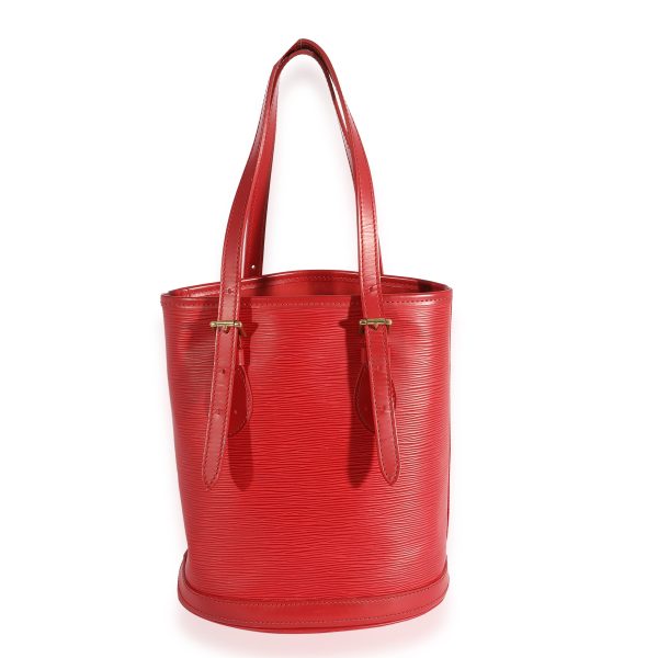 123549 bv Louis Vuitton Red Epi Leather Petit Bucket