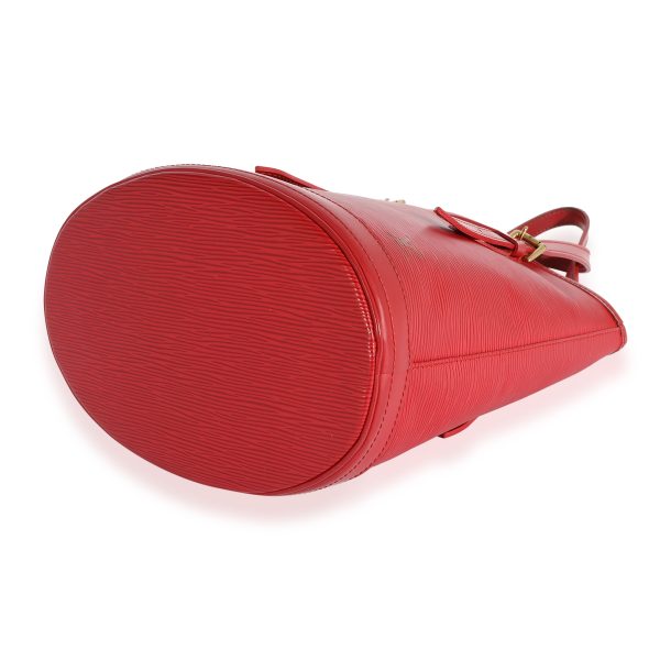 123549 stamp Louis Vuitton Red Epi Leather Petit Bucket