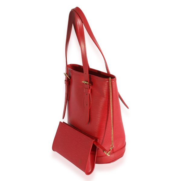 123549 sv Louis Vuitton Red Epi Leather Petit Bucket