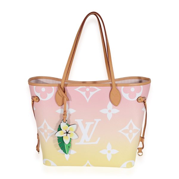 123558 fv Louis Vuitton Pink Yellow Monogram Giant By The Pool Neverfull MM