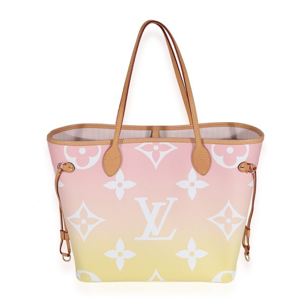 123558 pv Louis Vuitton Pink Yellow Monogram Giant By The Pool Neverfull MM