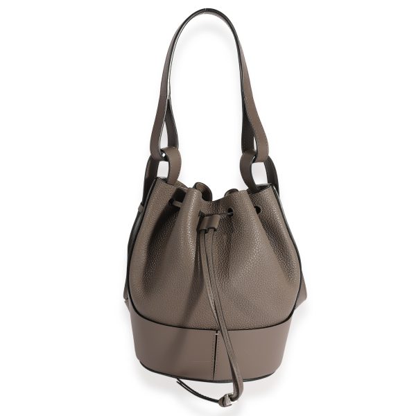 123673 fv Loewe Taupe Grained Calfskin Small Balloon Bucket Bag