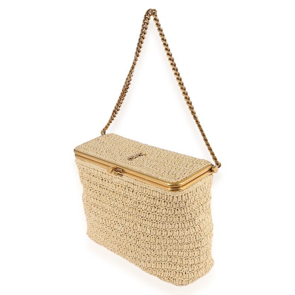 123682 sv Saint Laurent Naturel Raffia Crochet Medium Fanny Chain Bag