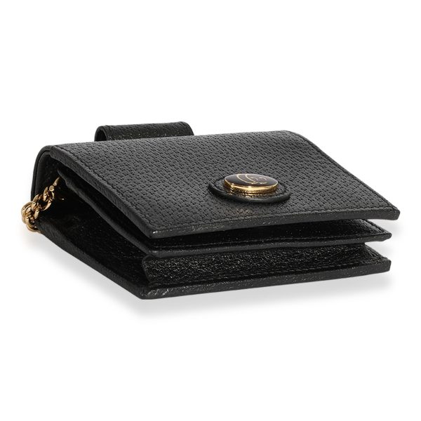 123692 box a9eaf0cd 8b09 4107 b2a1 64258b5d490d Gucci Black Grained Calfskin Compact Chain Wallet