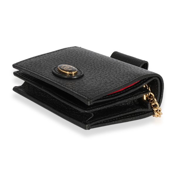 123692 clasp eda7ca52 2872 4f0b bcf2 856dcdea0568 Gucci Black Grained Calfskin Compact Chain Wallet