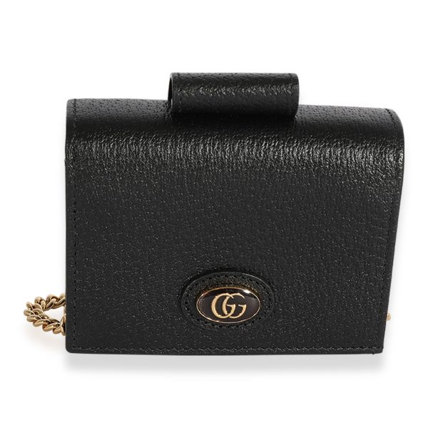 123692 fv 2fa07671 f17c 484b bb8c dcf87c9735b9 Gucci Black Grained Calfskin Compact Chain Wallet