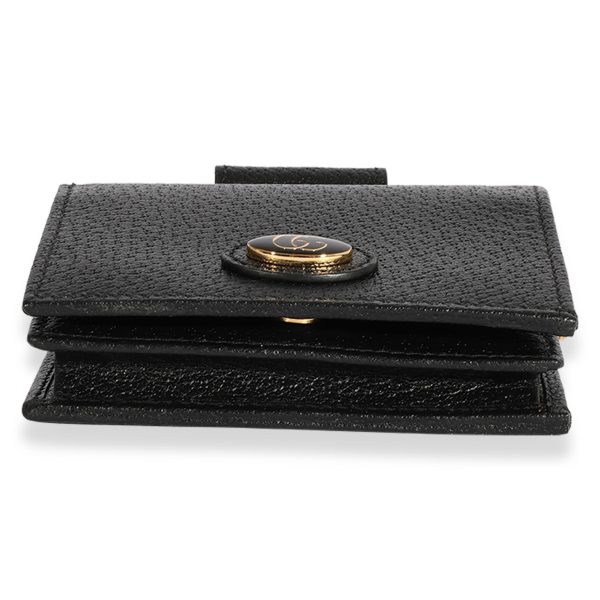 123692 stamp 17facb5c edf4 4662 a4b1 fe4b7ba71baf Gucci Black Grained Calfskin Compact Chain Wallet