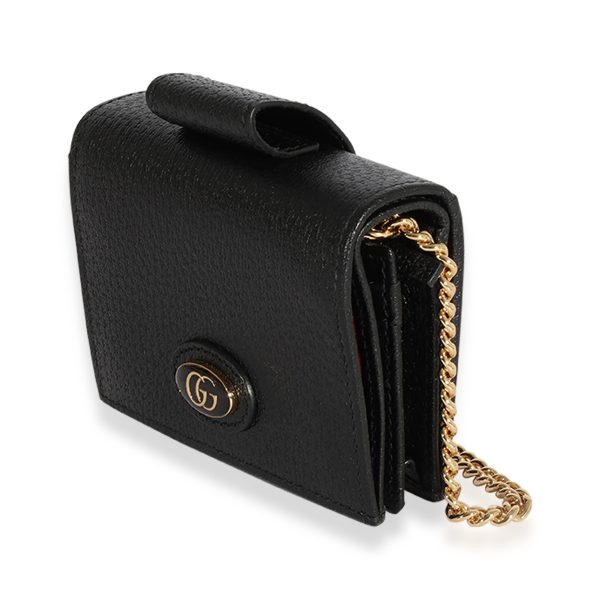 123692 sv 2ce64d95 2acd 4793 a67c 7ead0ae6edaa Gucci Black Grained Calfskin Compact Chain Wallet