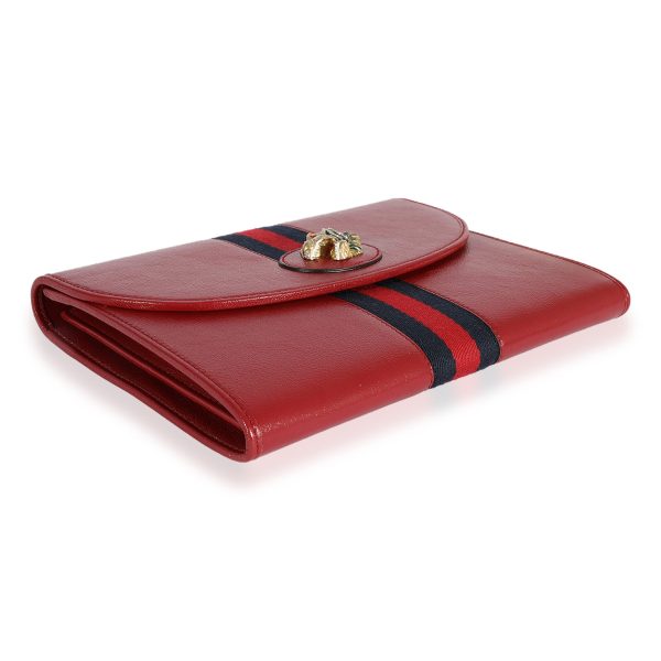 123719 clasp Gucci Red Calfskin Web Rajah Clutch