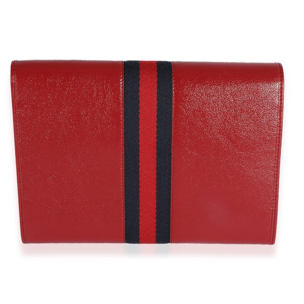 123719 pv Gucci Red Calfskin Web Rajah Clutch