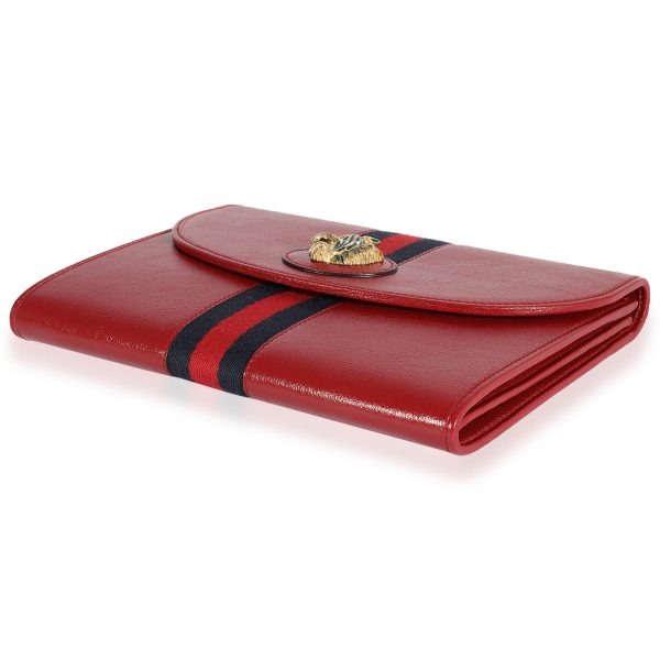 123719 stamp Gucci Red Calfskin Web Rajah Clutch