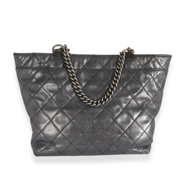 123901 bv 7e7da357 151f 43df 9f0f 87dae65001f9 Chanel Metallic Blue Quilted Calfskin Shopping In Chains Tote