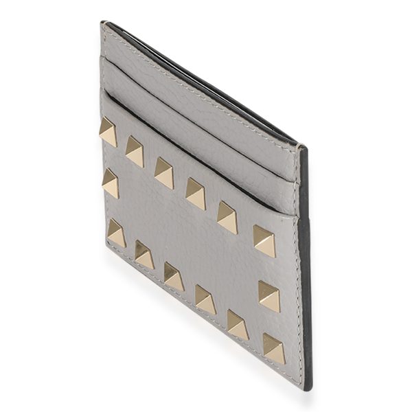 123935 sv 3fbfaabf 9163 474e ba57 1190029e9364 Valentino Gray Pebbled Calfskin Rockstud Card Holder